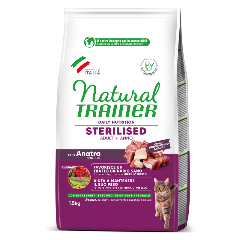 Natural Trainer Cat Adult Sterilised Anatra 1,5 kg