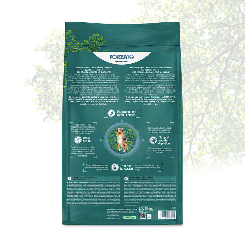 Forza10 Dog Adult Medium Cervo e Patate 12 kg