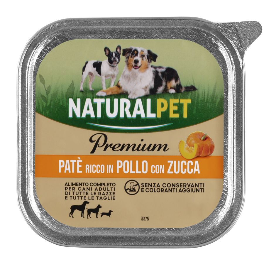 Naturalpet Premium Dog Adult All breeds pat&eacute; ricco in pollo con zucca 150gr