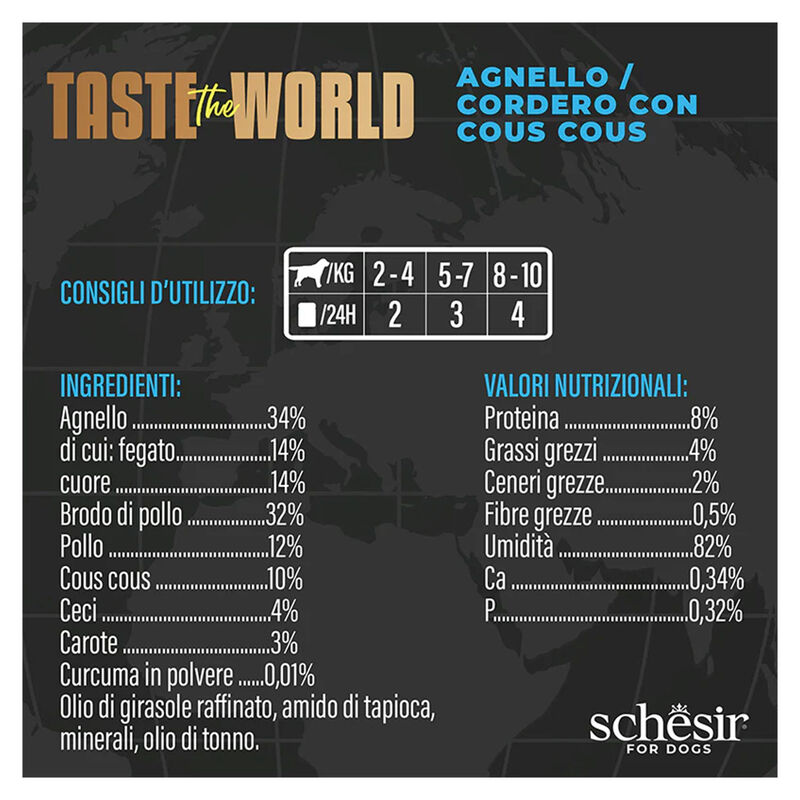 Schesir Taste the World  Dog Adult Agnello con cous cous in brodo 150gr