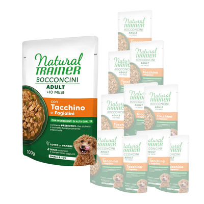 Natural Trainer Dog Adult Small&Toy con tacchino in salsa 100 gr