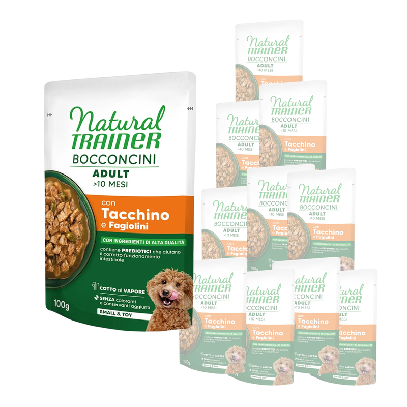 Natural Trainer Dog Adult Small&Toy con tacchino in salsa 100 gr