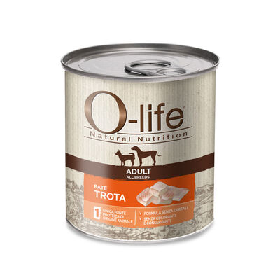 O-life Dog Adult All Breeds Paté di Trota Senza Cereali 400 gr