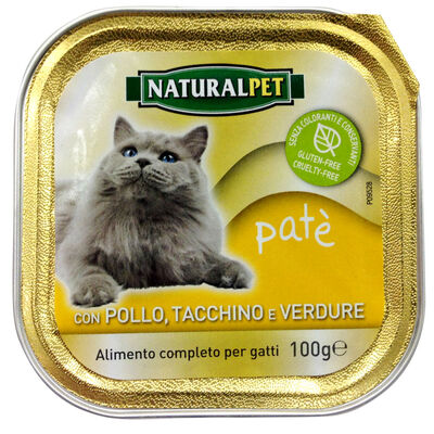 Naturalpet Cat Adult, Paté, con Pollo, Tacchino e Verdure, 100 gr