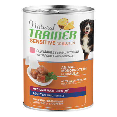 Natural Trainer Dog Sensitive No Gluten Medium&Maxi Adult con Maiale e Cereali integrali 400 gr.