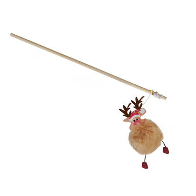 Camon Gioco per gatti Cannetta di Natale in legno con pon pon 40 cm