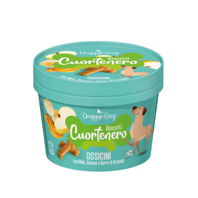 Doggyebag Cuortnero Ossicini con Mela Banana e Burro di Arachidi 150 gr