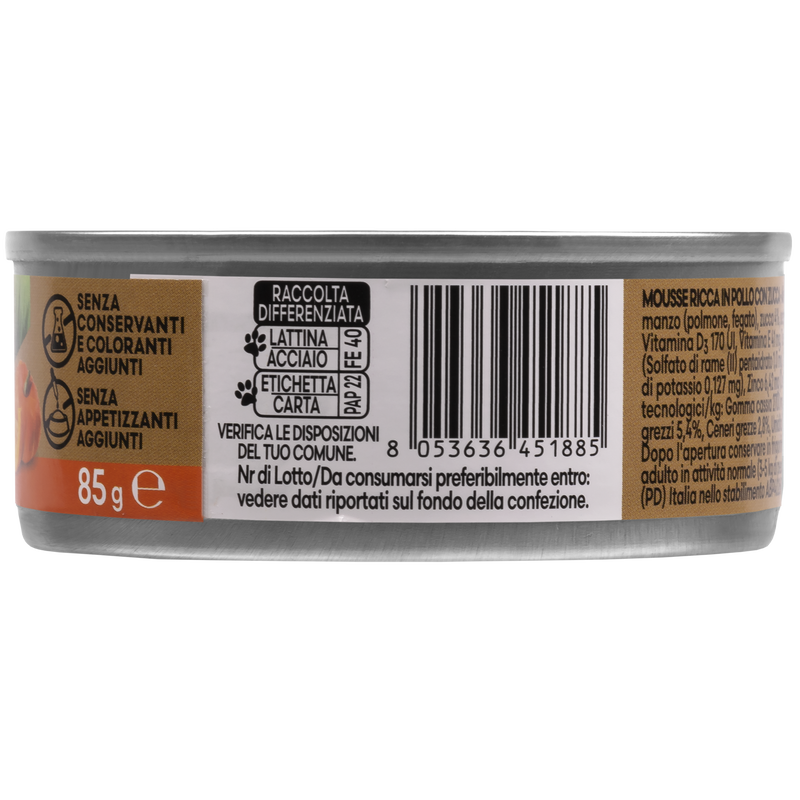 Naturalpet Premium Cat Mousse ricca in Pollo con zucca 85gr