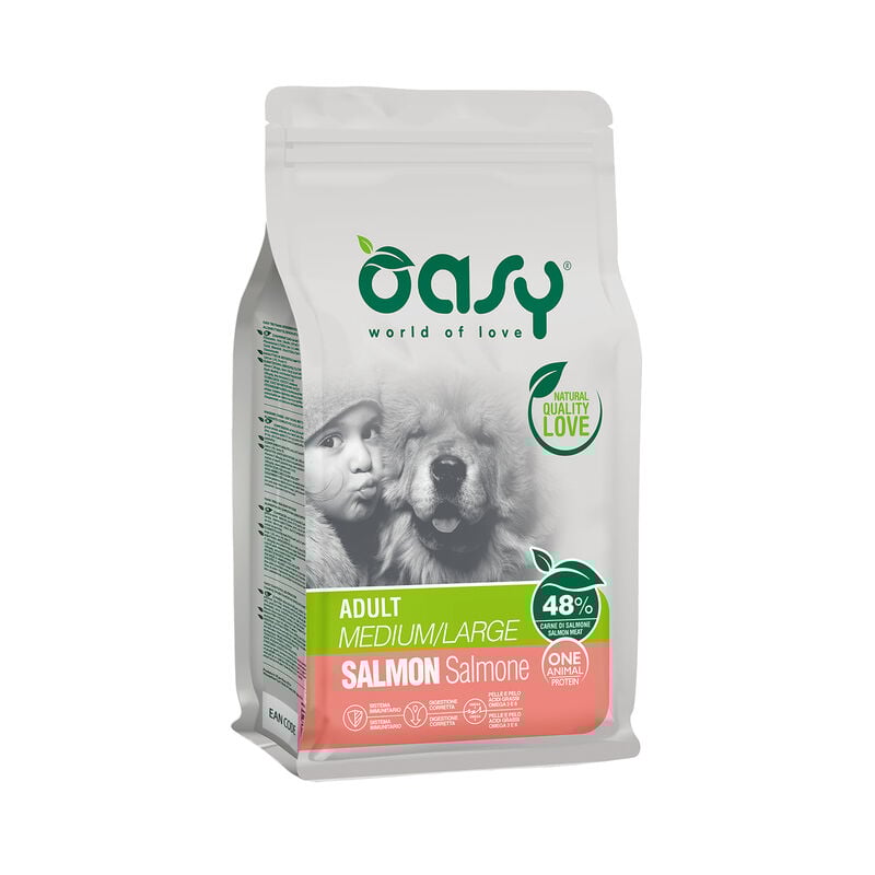 Oasy Dog Adult Medium Large One Animal Protein Salmone 12 Kg