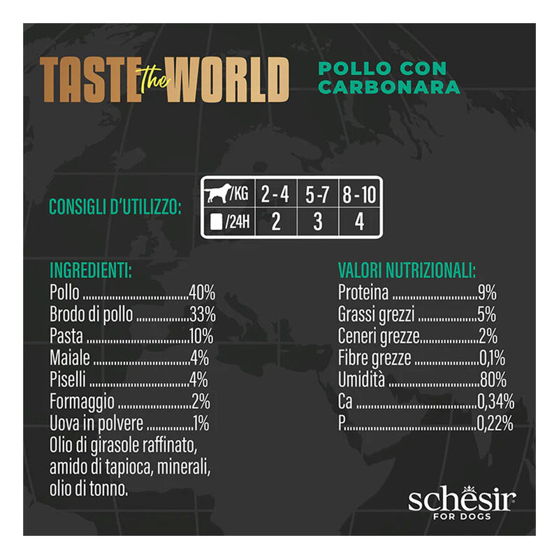 Schesir Taste the World Dog Adult Pollo con carbonara in brodo 150gr