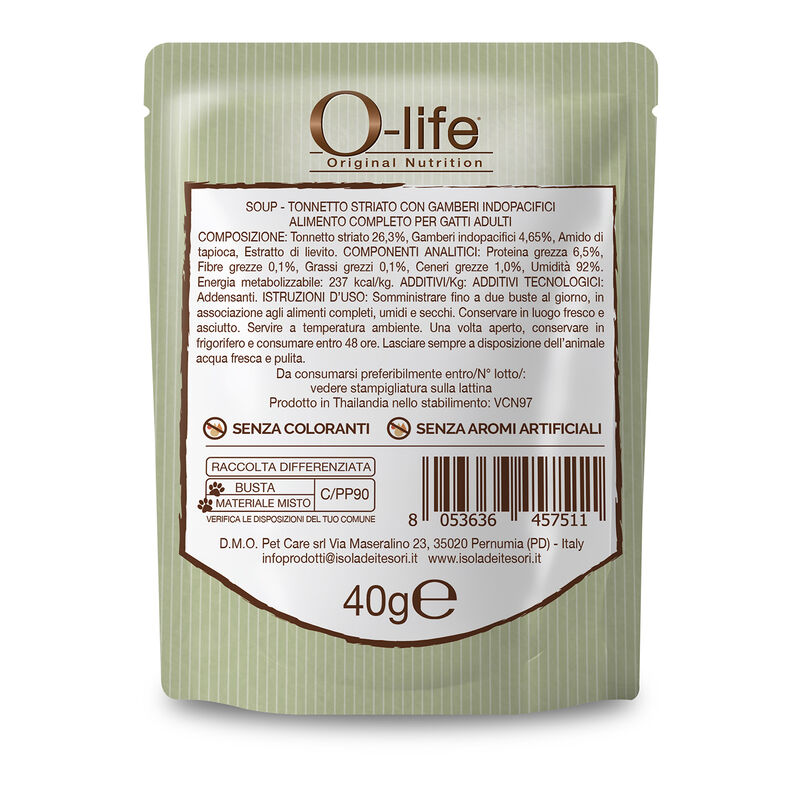 O-life Cat Adult Soup Tonnetto con gamberi 40gr