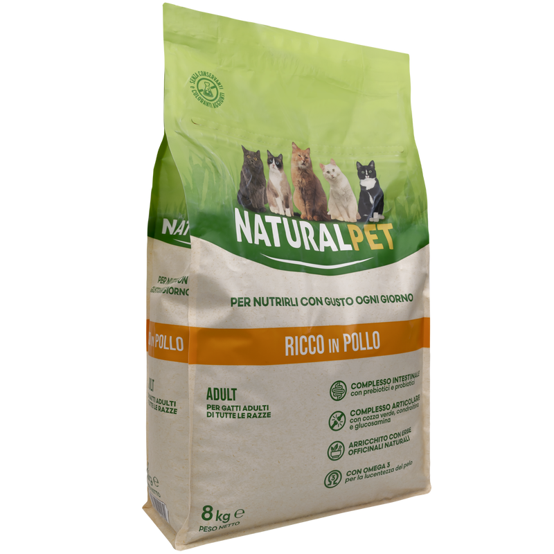 Naturalpet Cat Adult ricco in Pollo 8 kg