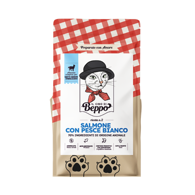 Il Cibo di Beppo Cat steril Salmone e Pesce bianco 1,5kg