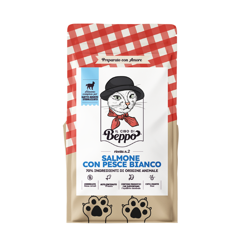 Il Cibo di Beppo Cat steril Salmone e Pesce bianco 1,5kg