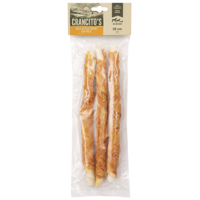 Crancito's Dog Adult Rolls di pelle bovina con pollo 28cm 3pz