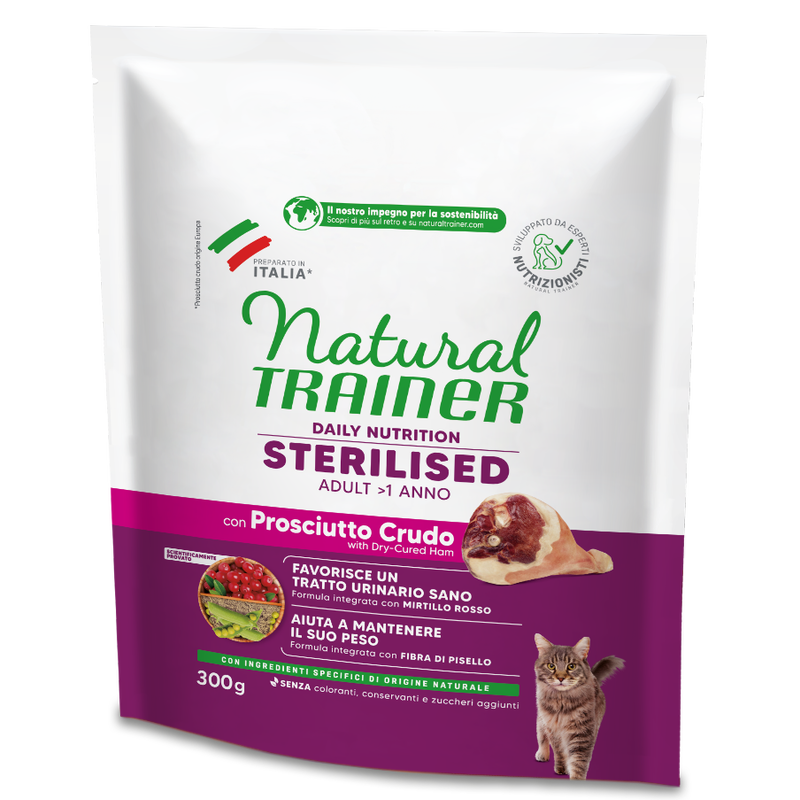 Natural Trainer Cat Adult Sterilised Prosciutto Crudo 300 gr