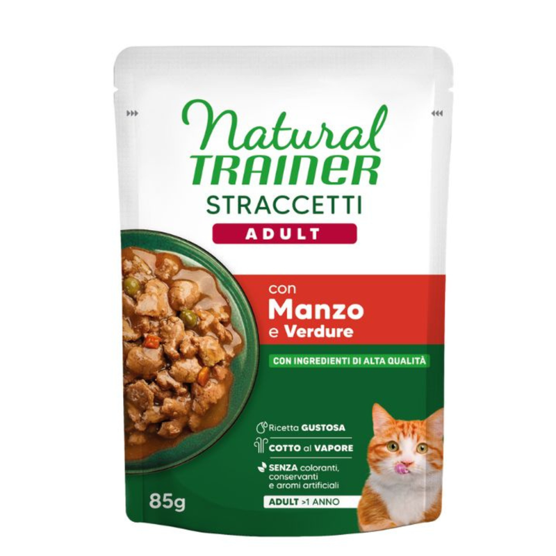 Natural Trainer Cat Adult straccetti con manzo 85gr