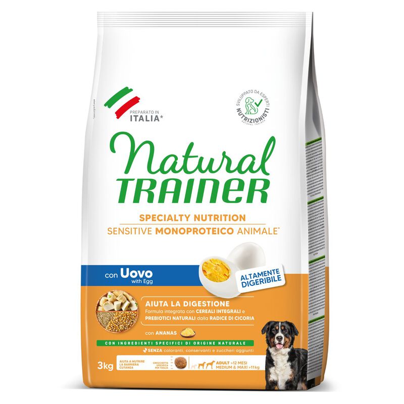 Natural Trainer Dog Adult Medium&Maxi Sensitive Gluten Free con Uovo 3 kg