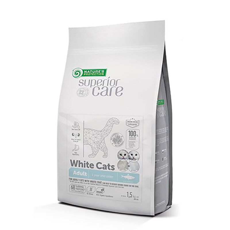 Nature's Protection Superior Care Cat Adult Pelo Bianco con Aringa 1,5 kg Grain Free