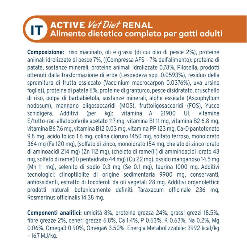 Forza 10 Active Vet Diet Renal per gatti adulti al Pesce 1,5 kg