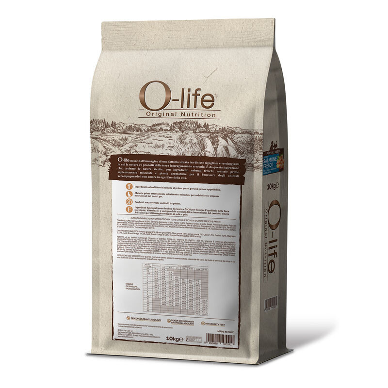 O-life Dog Puppy All Breeds con Salmone Fresco 10 kg