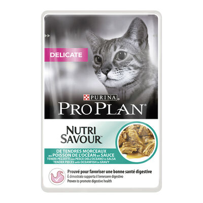 Purina Pro Plan Nutri Savour Delicate Cat Adult Pezzetti con Pesce dell'Oceano in Salsa 85 gr