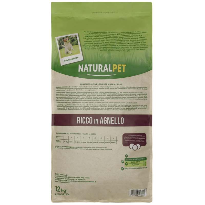 Naturalpet Dog Adult All Breed Ricche in Agnello 12 kg
