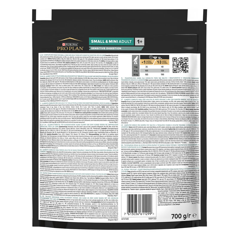 Purina Pro Plan Dog Adult Small & Mini Sensitive Digestion Agnello 700 gr - Scad Ottobre 25