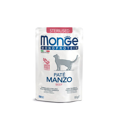 Monge Natural Superpremium Monoprotein Cat Adult Sterilised Paté Manzo 85 gr