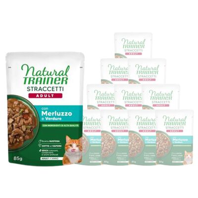 Natural Trainer Cat Adult Bustina Straccetti con Merluzzo 85 gr
