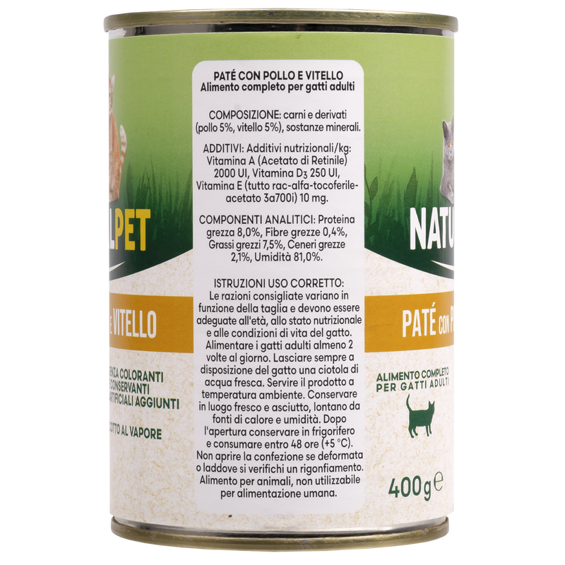Naturalpet Cat Adult Paté Pollo e Vitello 400 gr