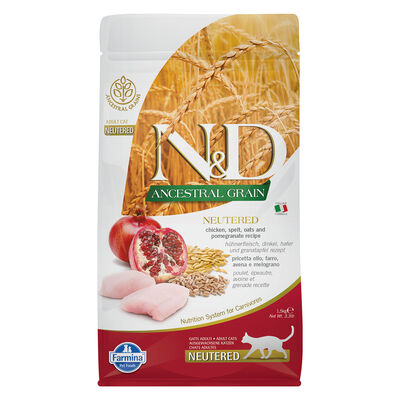 Farmina N&D Ancestral Grain Cat Sterilised Pollo Farro Avena e Melograno 1,5 kg