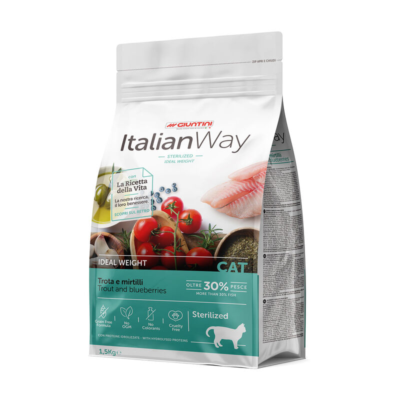 Italianway Cat Adult Sterilised Ideal Wieight Trota e Mirtillo 1,5 kg