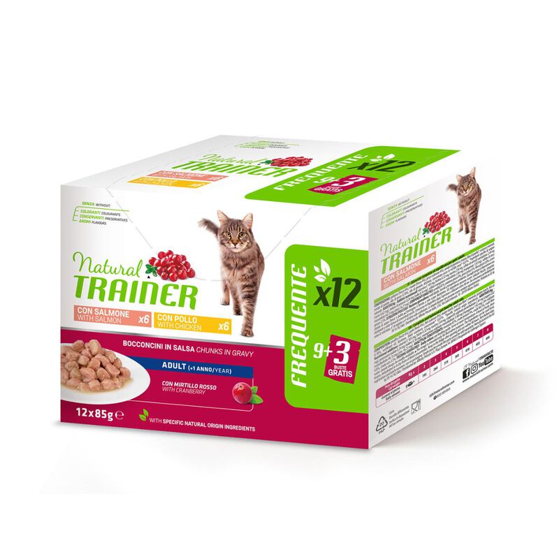 Natural Trainer Cat Adult al Pollo e Salmone 12 pz x 85 gr