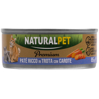 Naturalpet Premium Cat paté ricco in trota con carote 85gr