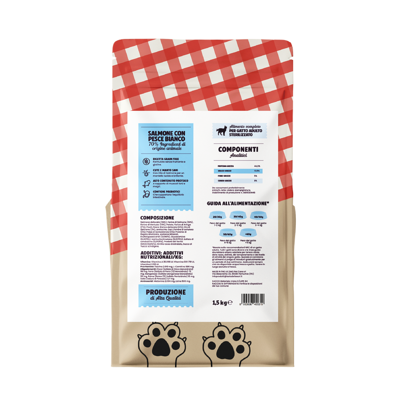 Il Cibo di Beppo Cat steril Salmone e Pesce bianco 1,5kg