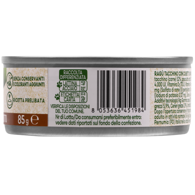 Naturalpet Cat I ragù Tacchino con cubetti di prosciutto cotto 85gr