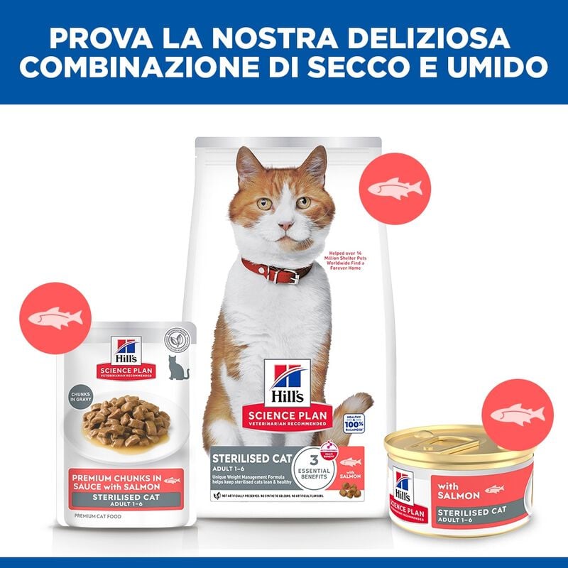Hill's Science Plan Sterilised Adult Mousse per gatti sterilizzati con Salmone 85 gr