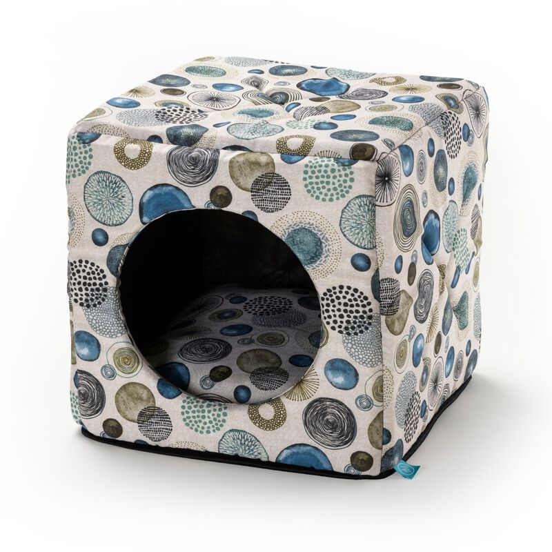 Leo Pet Cuccia Cubo per gatti Blue Circles 40x40x40 cm