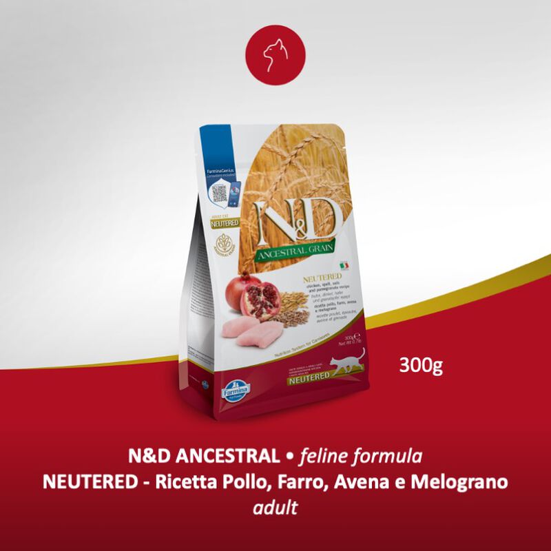 Farmina N&D Ancestral Grain Cat Sterilised Pollo Farro Avena e Melograno 300 gr