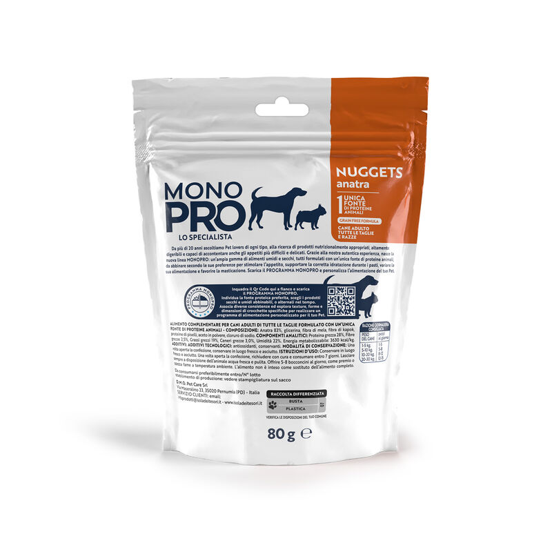 Monopro Dog Adult All breeds Snack Nuggets Anatra 80gr