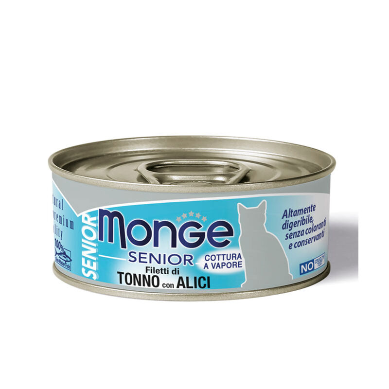 Monge Jelly Cat Senior Filetti di Tonno con Alici 80 gr