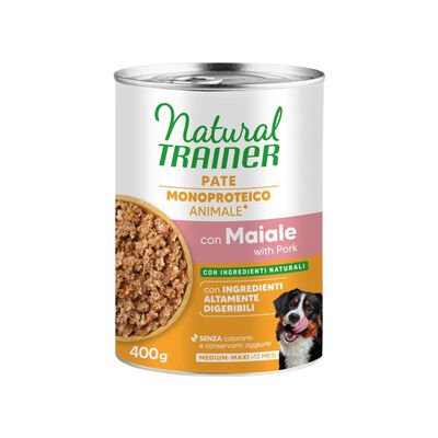 Natural Trainer Cane Adulto Medium&Maxi Adult Pat&eacute; con Maiale 400 gr