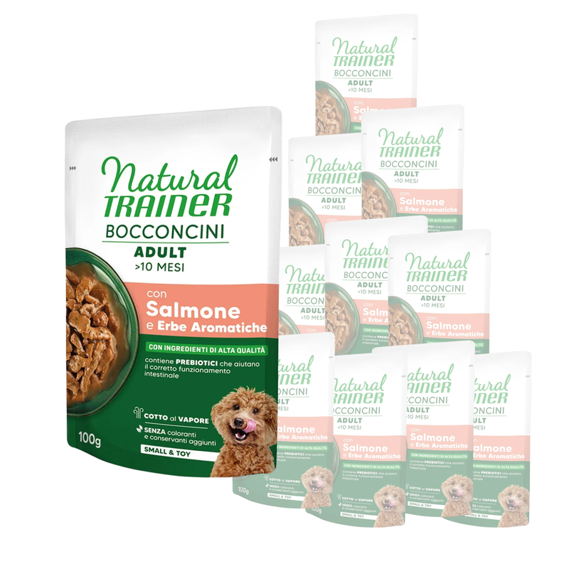 Natural Trainer Dog Adult Small&Toy con Salmone in salsa 100 gr