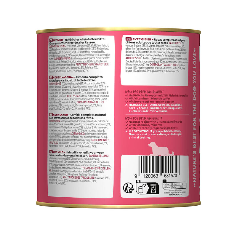 Wow Dog Adult Selvaggina con alghe marine e patate dolci 800gr