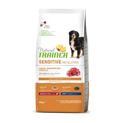 Natural Trainer Sensitive No Gluten Dog Medium&Maxi Adult con Agnello 12 kg