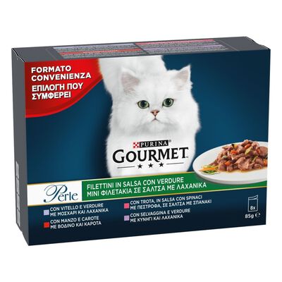 Gourmet Perle Cat Adult Filettini in Salsa con Verdure 8 x 85 gr