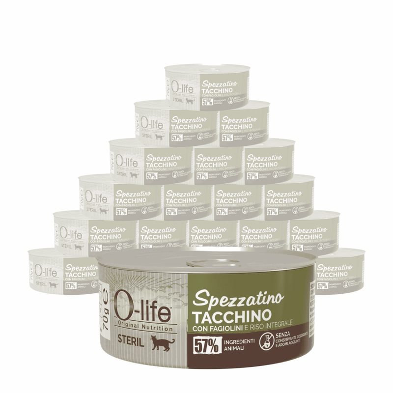 O-life Spezzatino Tacchino con fagiolini per Gatti Steril 70gr