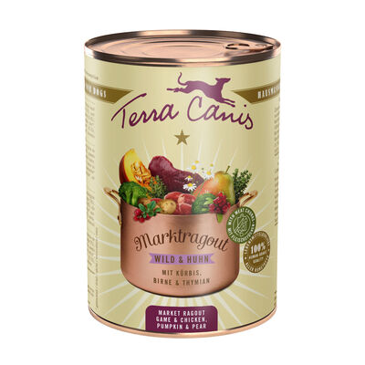 Terra Canis Markt-Ragout Selvaggina e Pollo con zucca pera e timo 385gr