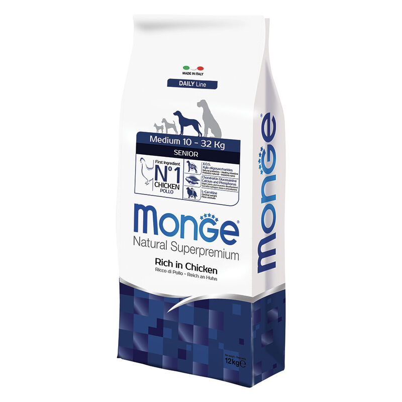 Monge Natural Superpremium Dog Medium Senior Ricco in Pollo 12 kg